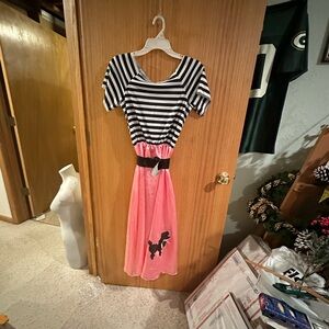 Striped Black and Pink poodle skirt costume. Adult medium.